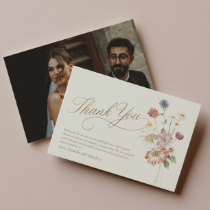 Cartão de Foto de Agradecimento de Casamento Elega