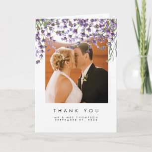 cartão de foto de agradecimento de casamento flora