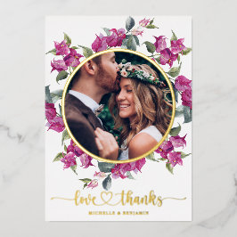 Cartão de Foto de Agradecimento de Casamento Flora