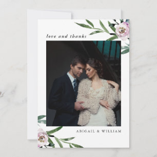 Cartão de Foto de Agradecimento de Casamento Flora