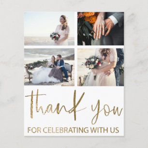 Cartão de Foto de Agradecimento de Casamento Simpl
