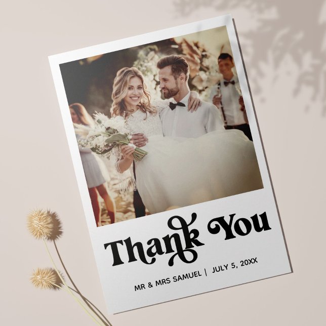 Cartão de Foto de Agradecimento de Casamento Simpl (Criador carregado)