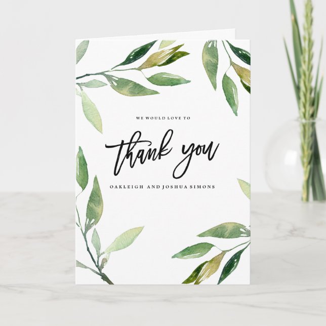 Cartão de Foto de Agradecimento de Folhas Boêmias (Frente)