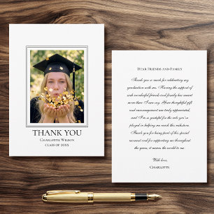 Cartão de Foto de Agradecimento de Formatura Elega