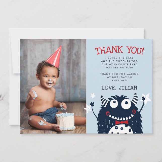 Cartão de Foto de Agradecimento Plano Little Monst (Frente)