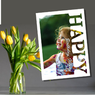 Cartão de Foto de Aniversário da Babá Personaliz
