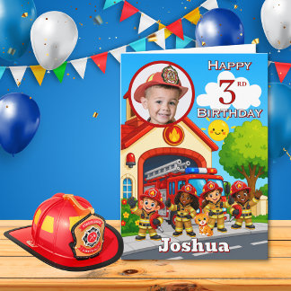 Cartão de Foto de Aniversário de Bombeiro 3