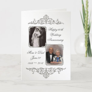 Cartão de Foto de Aniversário de Casamento de Diam
