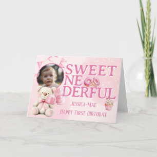 Cartão de Foto de Aniversário de Menina Doce Onede