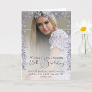 Cartão de Foto de Aniversário Lavanda Vintage