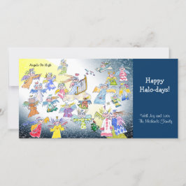 Cartão de Foto de Anjos de Desenho Animado em Féri