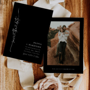 Cartão de Foto de Anúncio de Salvar a Data com Let