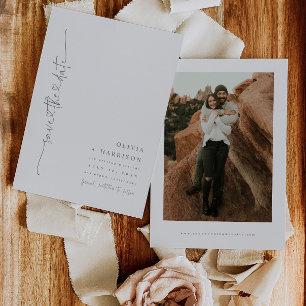 Cartão de Foto de Anúncio de Salve a Data com Letr