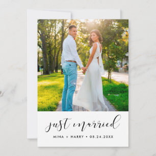 Cartão de foto de anúncio elegante recém-casados