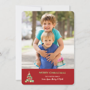 Cartão de Foto de Árvore de Natal de Caixas de Pre