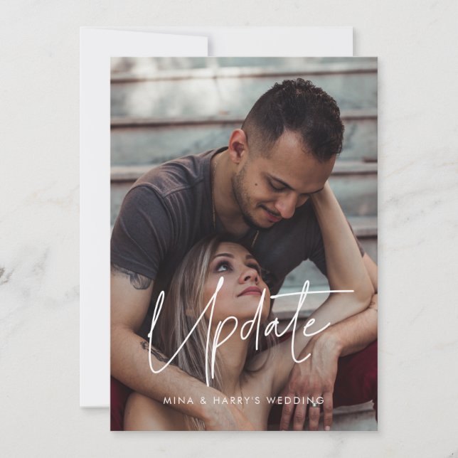 cartão de foto de atualização de casamento minimal (Frente)