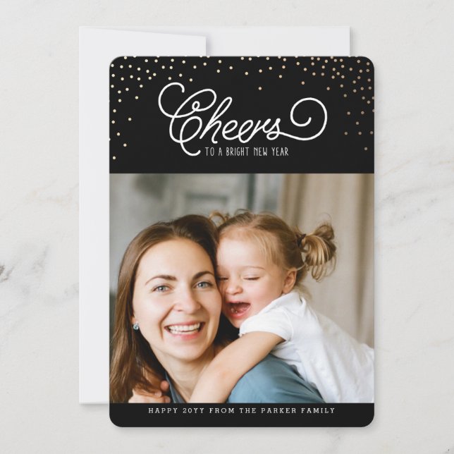 Cartão de Foto de Boas Festas à Meia-Noite (Frente)