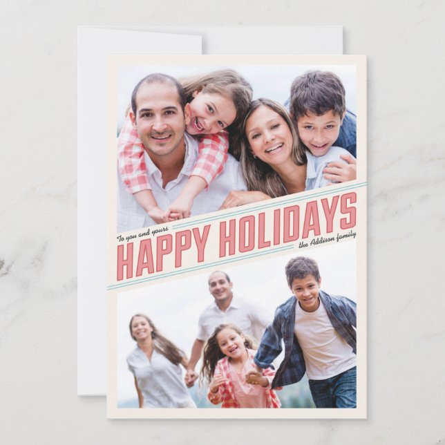 Cartão de Foto de Boas Festas Inclinado 2 (Frente)