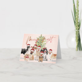 Cartão de Foto de Cães de Natal Alegre Brilhante