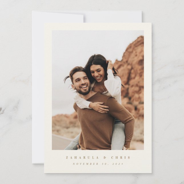 Cartão de Foto de Calendário de Salvar Data com Co (Verso)