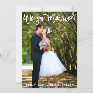 Cartão de Foto de Casal Casado com Letra de Pincel