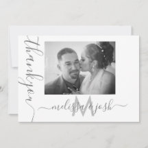 Cartão de Foto de Casal de Noivos Agradecendo com