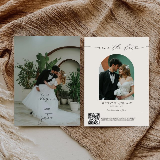 Cartão de Foto de Casamento com Código Qr de Letra (Criador carregado)