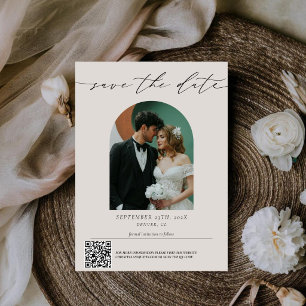 Cartão de Foto de Casamento com Código Qr de Letra