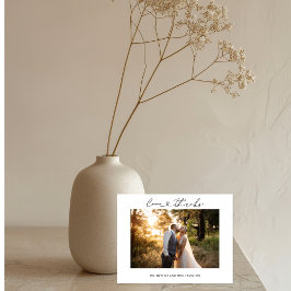Cartão de Foto de Casamento com Roteiro de Coração