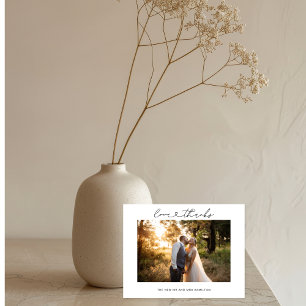 Cartão de Foto de Casamento com Roteiro de Coração
