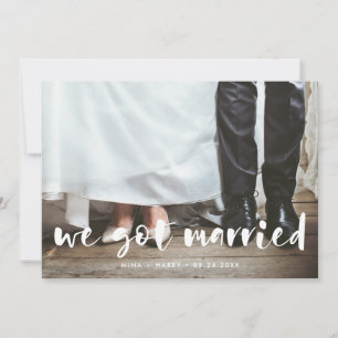 Cartão de foto de casamento com roteiro moderno