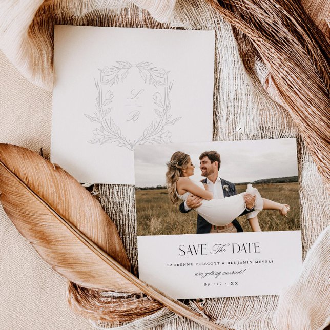 Cartão de Foto de Casamento Jacquard Crest Save th (Criador carregado)