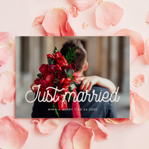 Cartão de foto de casamento retrô vintage recém-ca