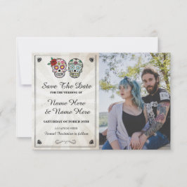 Cartão de Foto de Caveiras de Açúcar Rústicas para