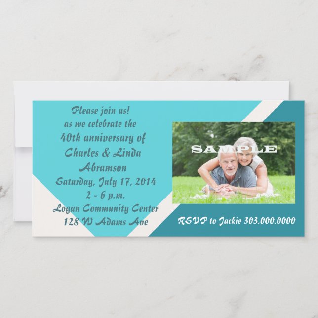 Cartão de Foto de Celebração de Aniversário Azul M (Frente)