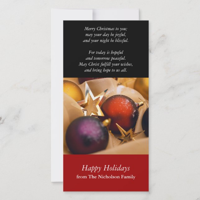 Cartão de Foto de Decorações de Feriado (Frente)