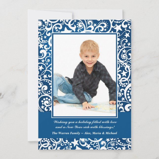 Cartão de Foto de Estrelas e Espirais do Inverno A (Frente)