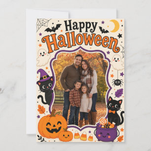 Cartão de Foto de Família de Halloween Adorável   