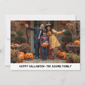 Cartão de foto de família Feliz Halloween, Hallowe