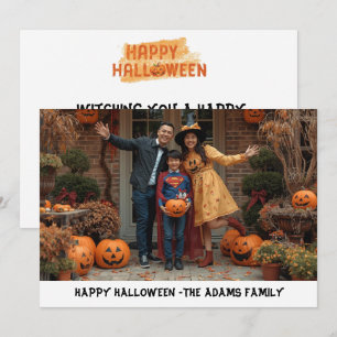 Cartão de foto de família Feliz Halloween, hallowe