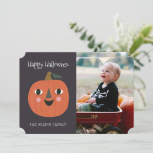 Cartão de Foto de Fantasma de Abóbora de Halloween