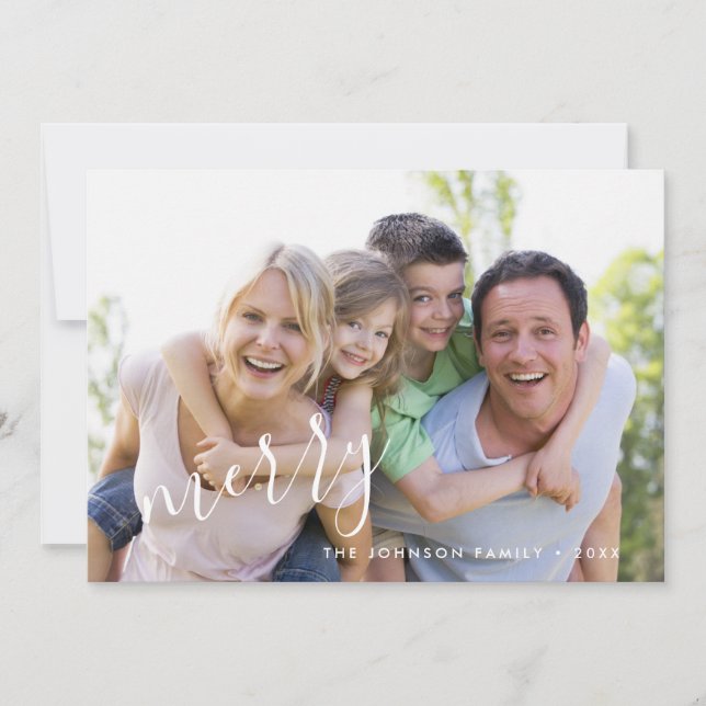 Cartão de Foto de Férias Alegre Folha Moderna (Frente)