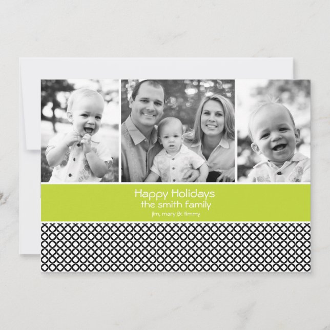 Cartão de Foto de Férias com 3 fotos (Frente)