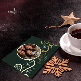 Cartão de Foto de Férias com Floco de Neve Moderno