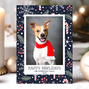 Cartão de Foto de Férias do Pet Feliz Pawlidays