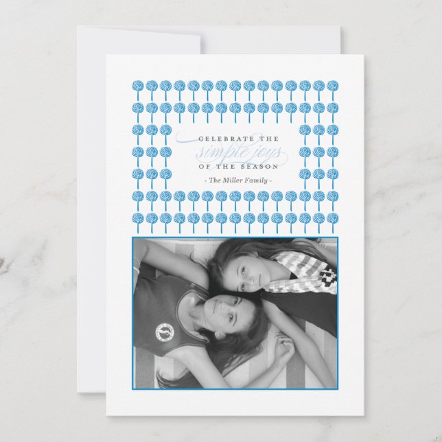 Cartão de Foto de Férias Enquadrado com Peppermint (Frente)