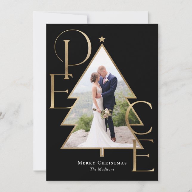 Cartão de Foto de Férias Moderno da Árvore da Paz (Frente)