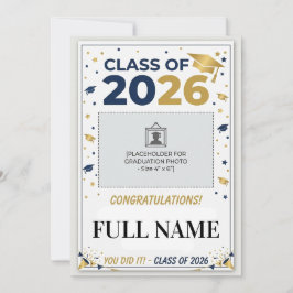 Cartão de Foto de Formatura com Cores Personalizad