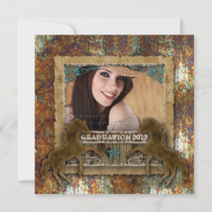 Cartão de foto de formatura vintage ocidental com 