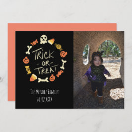 Cartão de Foto de Giz com Letreiro de Halloween